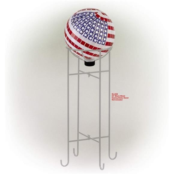 12" Tall Indoor/Outdoor Mosaic American Flag Gazing Globe Yard Art Decor - Picture 6 of 6